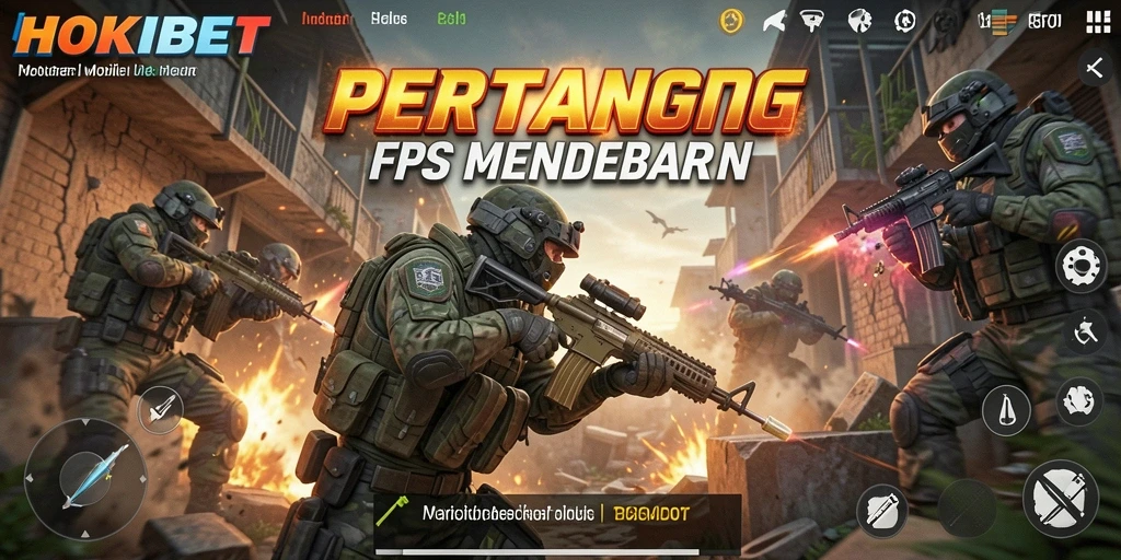 Tangkapan layar menunjukkan aksi mendebarkan dalam HOKIBET dengan gameplay FPS yang seru.