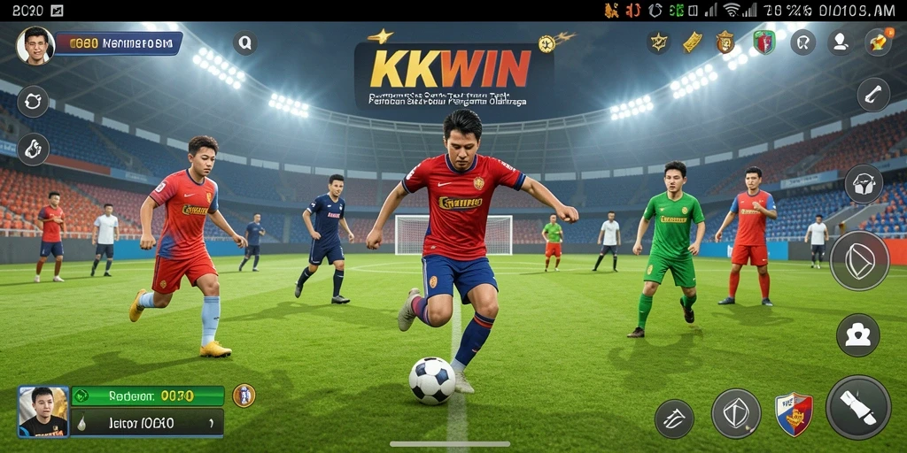 Tampilan menarik gameplay KKWIN dengan elemen sepak bola.
