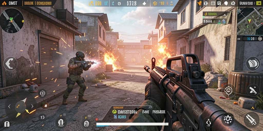 Screenshot gameplay <strong>OMSET288</strong> menampilkan aksi tembak-menembak yang mendebarkan.